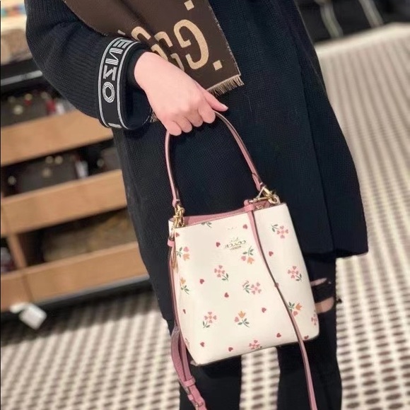 Coach Small Town Bucket Bag With Heart Petal Print - Picture 12 of 13